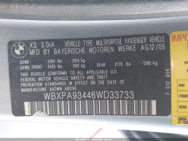 2006 BMW X3 WBXPA93446WD33733 Photo 8