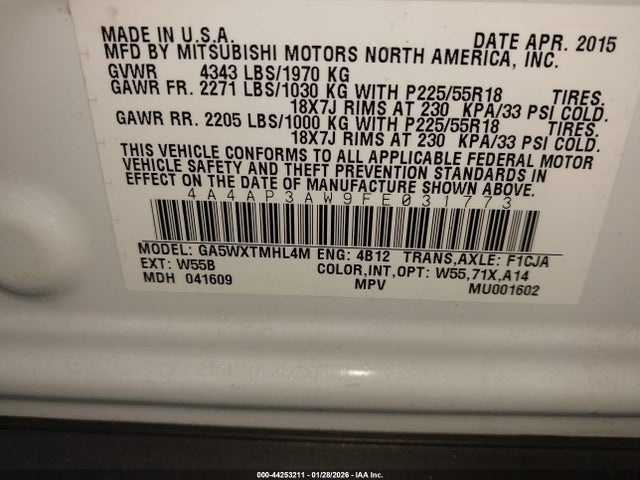 2015 MITSUBISHI OUTLANDER SPORT 4A4AP3AW9FE031773 Photo 8