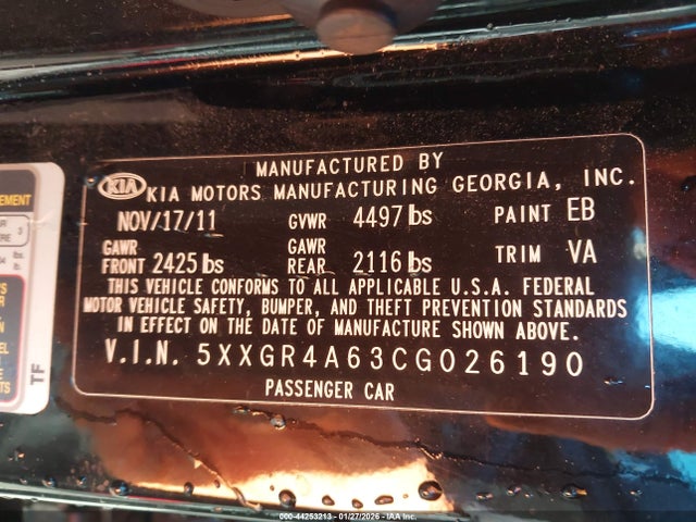 2012 KIA OPTIMA 5XXGR4A63CG026190 Photo 8