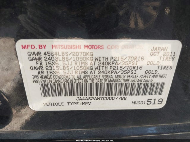 2012 MITSUBISHI OUTLANDER JA4AS2AW7CU007788 Photo 8