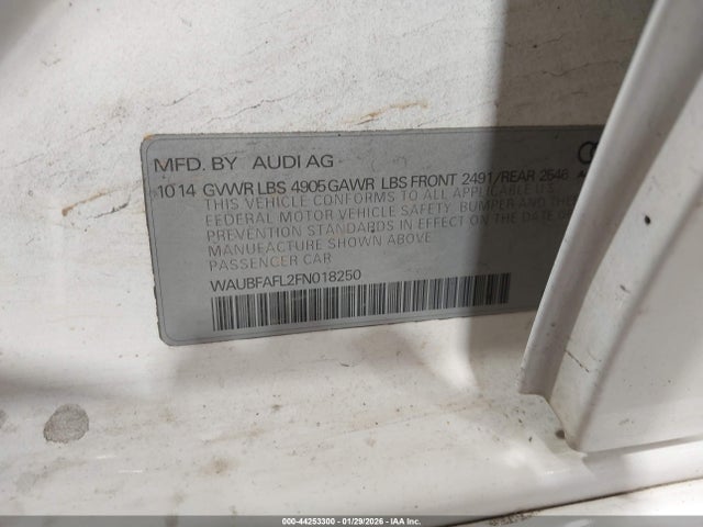 Aukcja sprzedaży 2015 Audi A4 2.0t Premium, vin: WAUBFAFL2FN018250, numer aukcji: 44253300