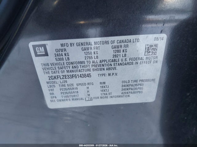 2015 Gmc Terrain Denali მანქანა იყიდება აუქციონზე, vin: 2GKFLZE33F6143845, აუქციონის ნომერი: 44253309