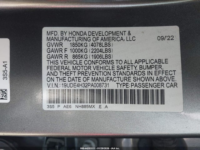 44253311 :رقم المزاد ، 19UDE4H32PA008731 vin ، 2023 Acura Integra A-spec مزاد بيع