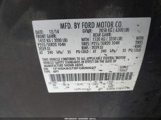 1FM5K8GT8FGB50027 Ford EXPLORER SPORT