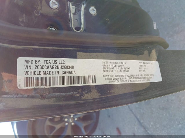 44253353 :رقم المزاد ، 2C3CCAAG2NH268349 vin ، 2022 Chrysler 300 Touring مزاد بيع