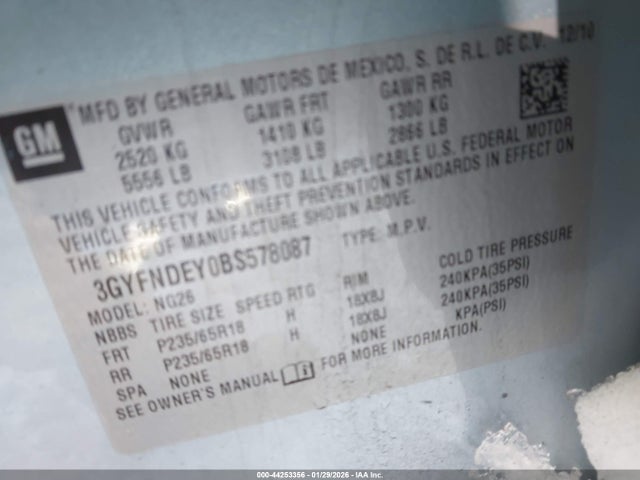 2011 CADILLAC SRX 3GYFNDEY0BS578087 Photo 8