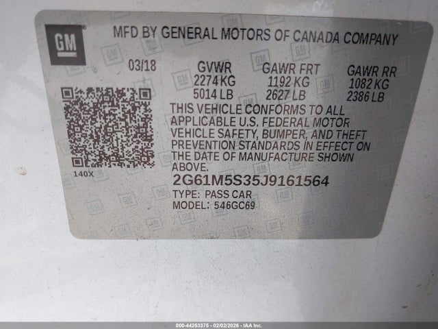 Продажа на аукционе авто 2018 Cadillac Xts Luxury, vin: 2G61M5S35J9161564, номер лота: 44253375