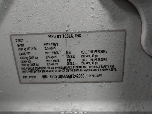 2021 TESLA MODEL Y 5YJYGDEE5MF242039 Photo 8