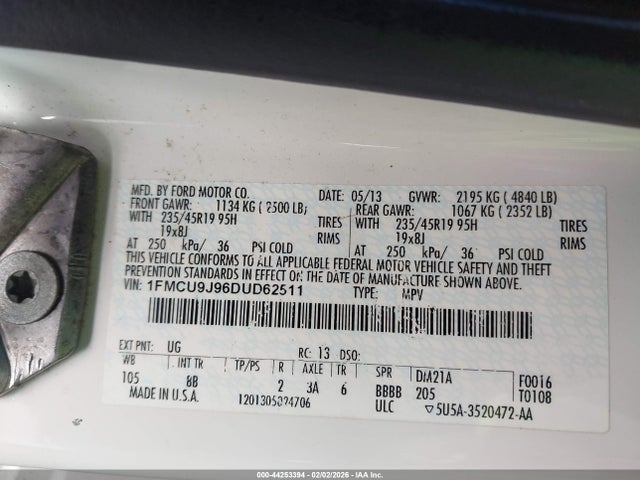 Aukcja sprzedaży 2013 Ford Escape Titanium, vin: 1FMCU9J96DUD62511, numer aukcji: 44253394