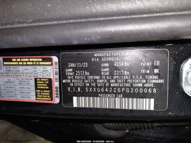 Продажа на аукционе авто 2023 Kia K5 Gt-line, vin: 5XXG64J26PG200068, номер лота: 44253398
