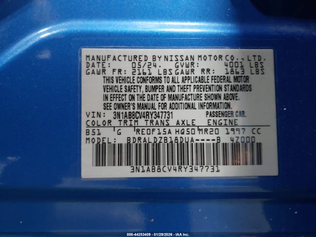 3N1AB8CV4RY347731 Nissan Sentra Sv Xtronic Cvt