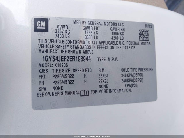 2014 CADILLAC ESCALADE ESV 1GYS4JEF2ER193944 Photo 8