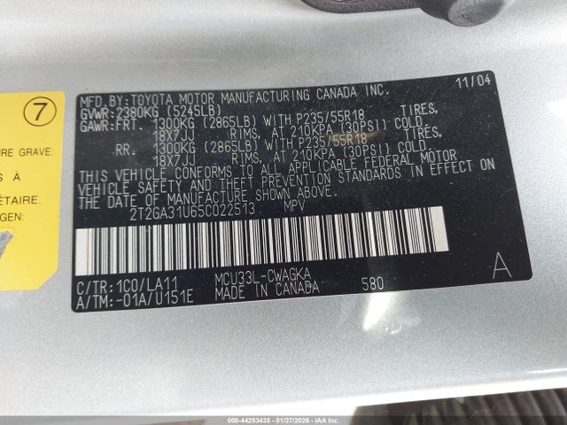 Aukcja sprzedaży 2005 Lexus Rx 330, vin: 2T2GA31U65C022513, numer aukcji: 44253435