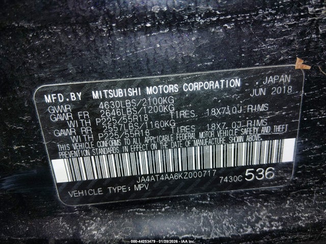 2019 MITSUBISHI ECLIPSE CROSS JA4AT4AA6KZ000717 Photo 8