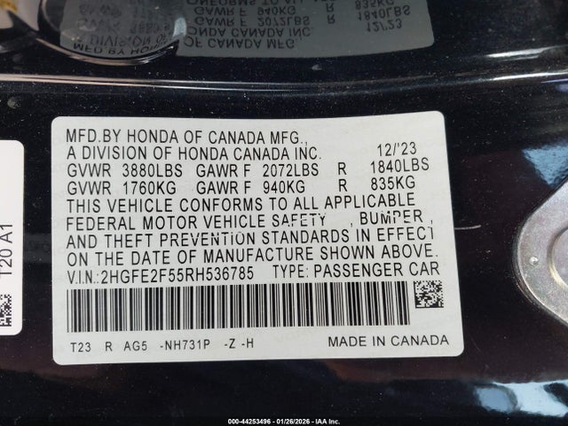 Honda Civic Sport 2024 2HGFE2F55RH536785 Image 9