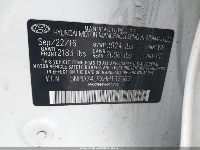 Hyundai ELANTRA SE 2017 5NPD74LFXHH137367 Image 9
