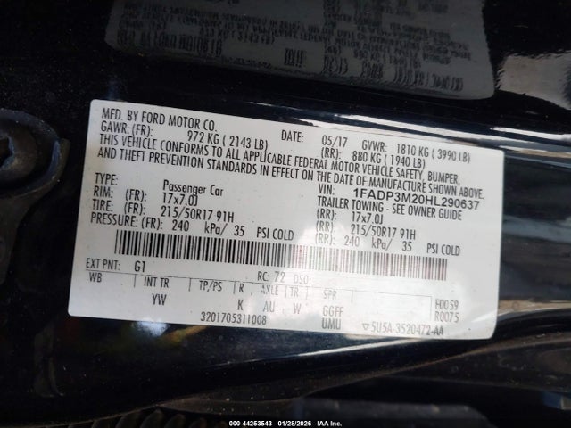 2017 FORD FOCUS 1FADP3M20HL290637 Photo 8
