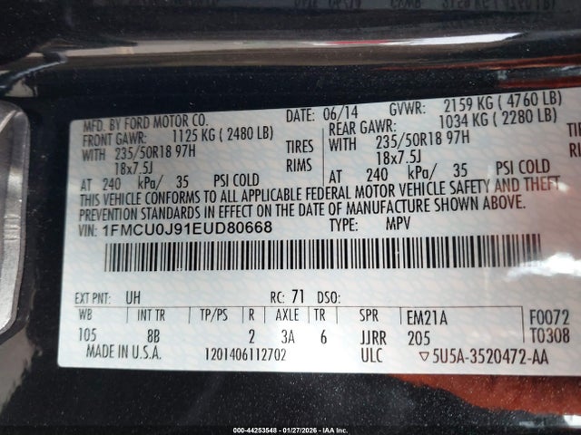 Ford Escape Titanium 2014 1FMCU0J91EUD80668 Image 9