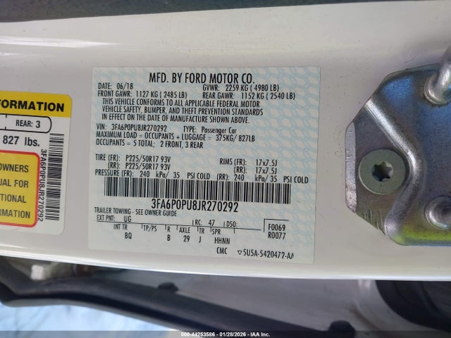 2018 FORD FUSION ENERGI 3FA6P0PU8JR270292 Photo 8