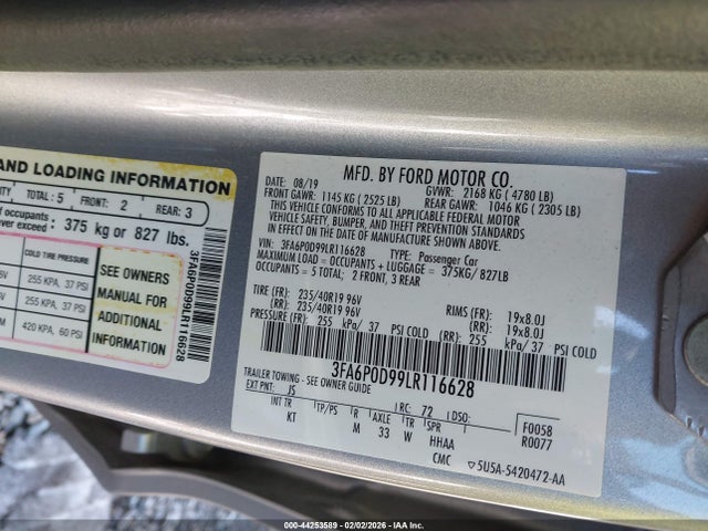 Ford Fusion Titanium 2020 3FA6P0D99LR116628 Image 9