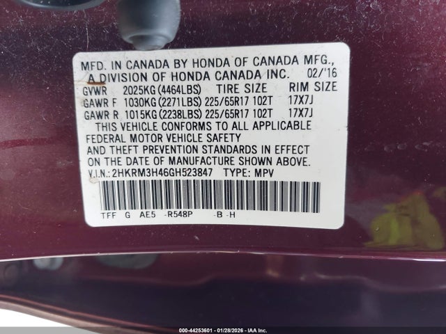 2HKRM3H46GH523847 Honda CR-V SE