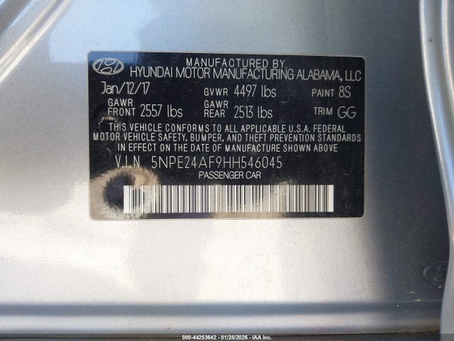 2017 HYUNDAI SONATA 5NPE24AF9HH546045 Photo 8