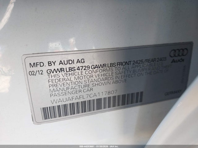 2012 AUDI A4 WAUAFAFL7CA117807 Photo 8