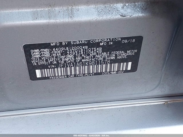2019 SUBARU WRX JF1VA1A61K9811578 Photo 8