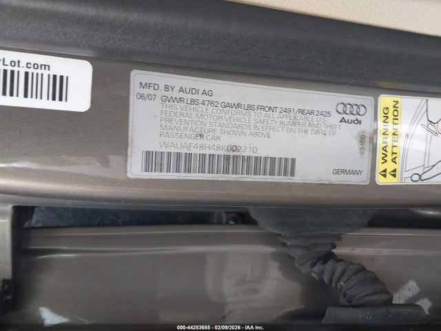 2008 AUDI A4 WAUAF48H48K002710 Photo 8
