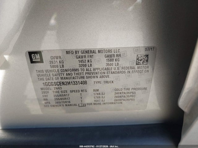 1GCGSCEN2H1331408 Chevrolet Colorado Lt