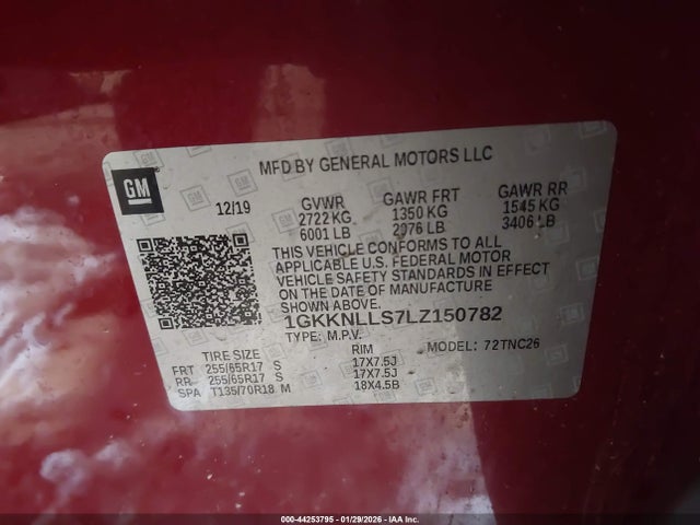 Aukcja sprzedaży 2020 Gmc Acadia Awd At4, vin: 1GKKNLLS7LZ150782, numer aukcji: 44253795