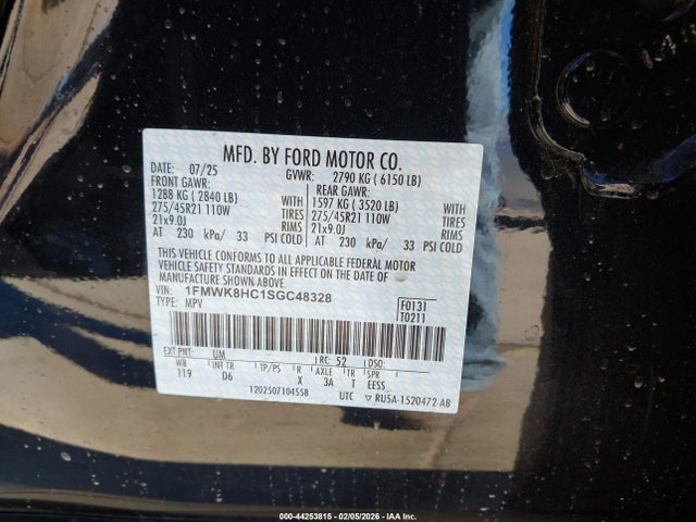 1FMWK8HC1SGC48328 Ford Explorer Platinum