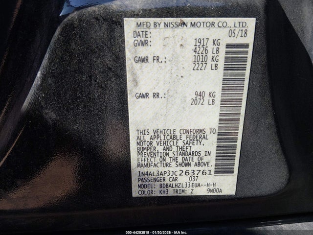 2018 NISSAN ALTIMA 1N4AL3AP3JC263761 Photo 8