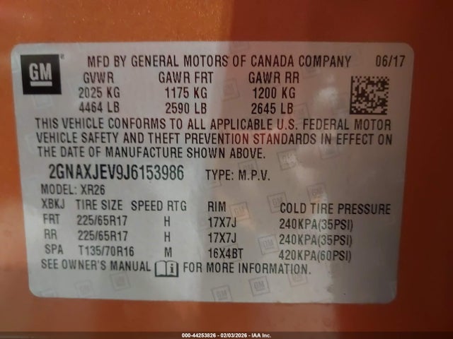 Chevrolet EQUINOX LT 2018 2GNAXJEV9J6153986 Image 9