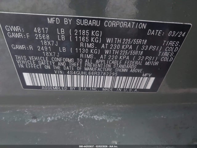 Продаж на аукціоні авто 2024 Subaru Crosstrek Limited, vin: 4S4GUHL66R3782295, номер лоту: 44253837