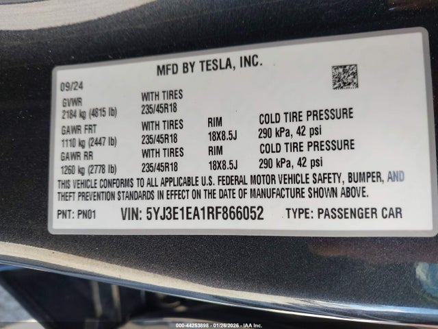 2024 TESLA MODEL 3 5YJ3E1EA1RF866052 Photo 8