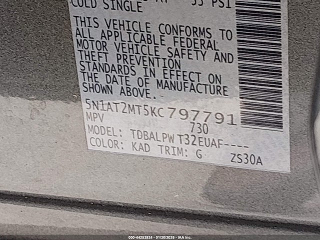 2019 NISSAN ROGUE 5N1AT2MT5KC797791 Photo 8