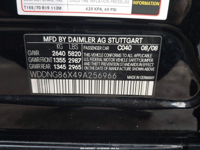 2009 MERCEDES-BENZ S 550 WDDNG86X49A256966 Photo 8