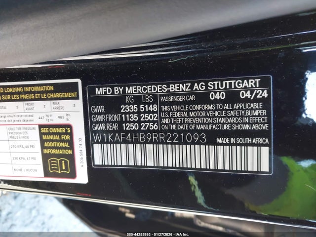 W1KAF4HB9RR221093 Mercedes-Benz C 300