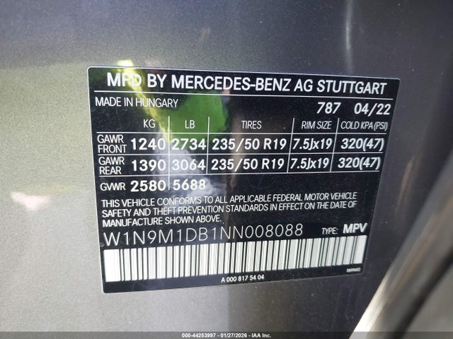 2022 MERCEDES-BENZ EQB 350 SUV W1N9M1DB1NN008088 Photo 8
