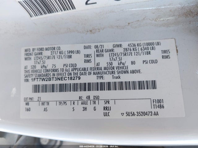 Ford F-250 Xl 2022 1FT7W2BT3NEC18279 Image 9