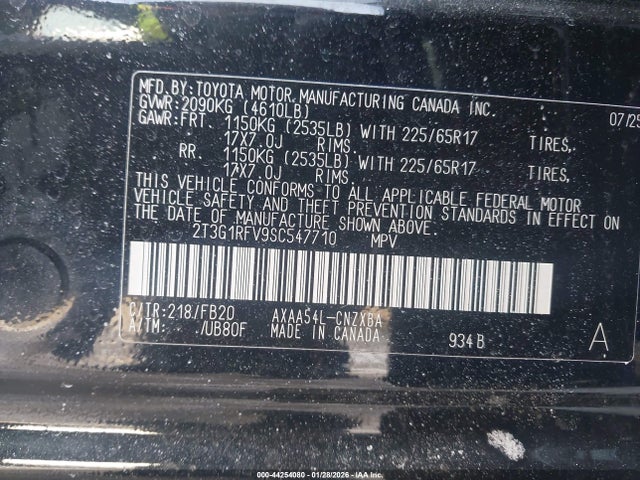 2T3G1RFV9SC547710 Toyota RAV4 LE