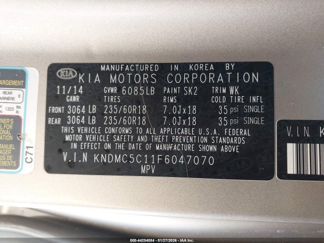 KIA SEDONA EX 2015 KNDMC5C11F6047070 Image 9