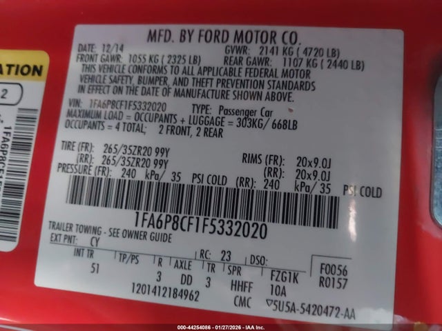 Ford Mustang Gt Premium 2015 1FA6P8CF1F5332020 Image 9