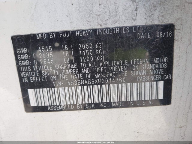 4S3BNAB6XH3014760 Subaru Legacy 2.5i