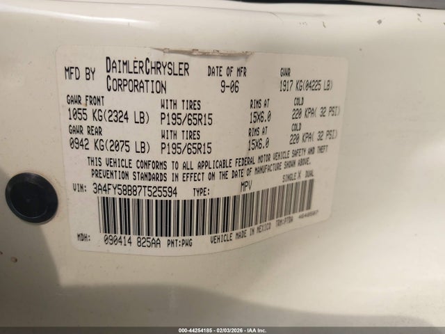 Aukcja sprzedaży 2007 Chrysler Pt Cruiser Touring, vin: 3A4FY58B87T525594, numer aukcji: 44254185