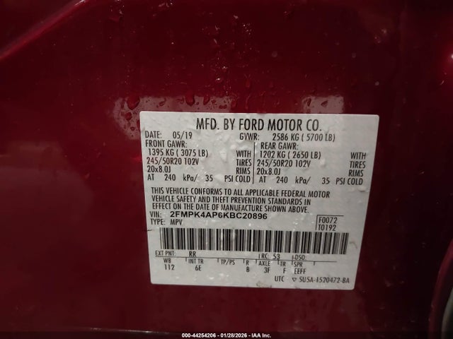 Ford EDGE ST 2019 2FMPK4AP6KBC20896 Image 9