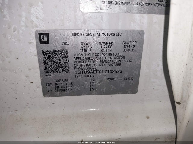 1GTU9AEF0LZ102523 GMC Sierra 1500 4wd Standard Box