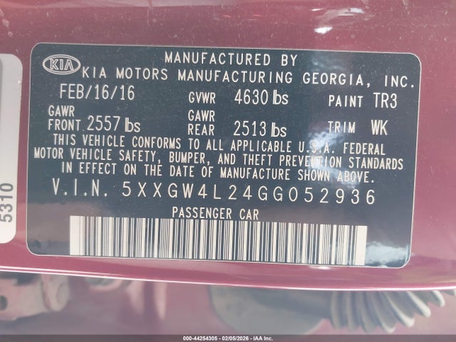 2016 KIA OPTIMA 5XXGW4L24GG052936 Photo 8