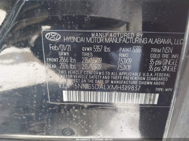 2021 HYUNDAI SANTA FE 5NMS5DALXMH329837 Photo 8